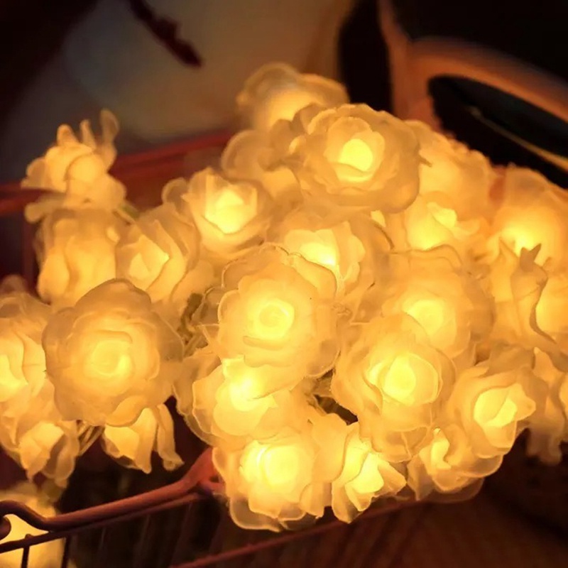 Dây đèn LED dài 1.5/ 3m có 10/ 20 bóng hình hoa hồng trang trí nhà cửa