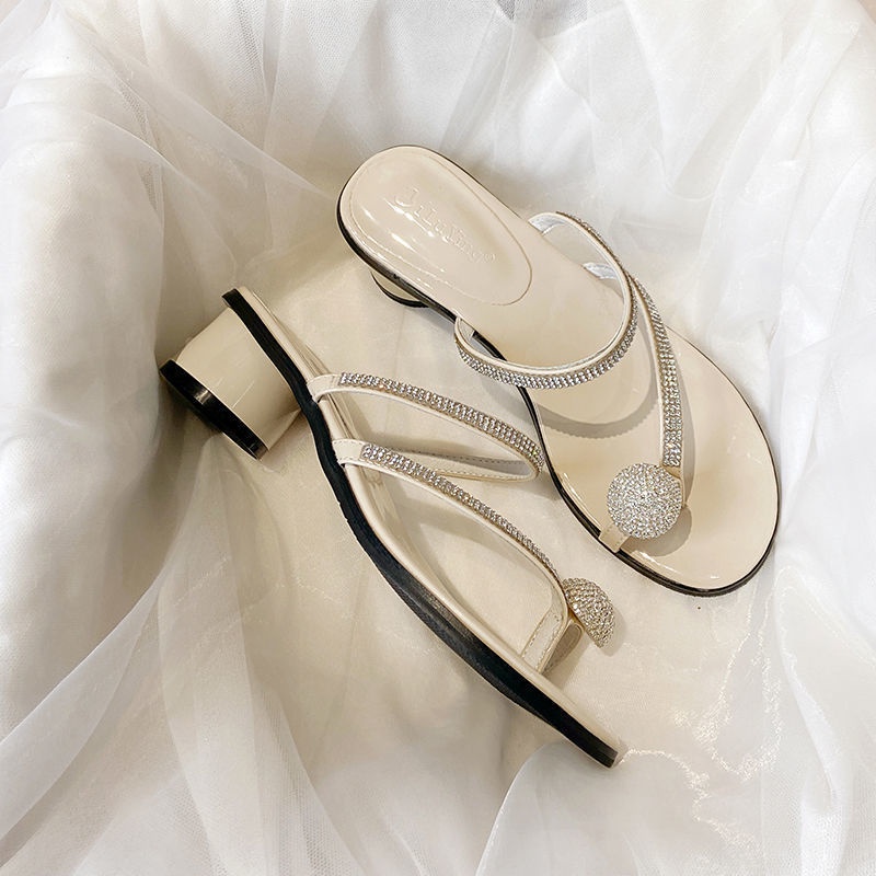 Giày Sandal Cao Gót Đính Đá Thời Trang Hàn Quốc Dành Cho Nữ