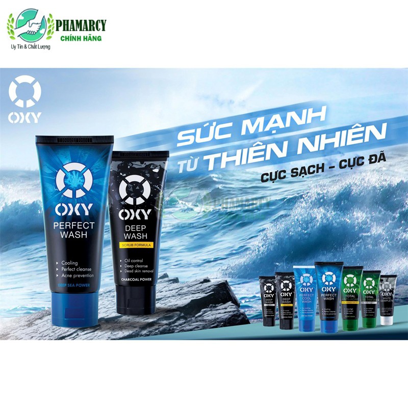 Sữa rửa mặt nam ngăn ngừa mụn hương trà xanh OXY TOTAL tuýp 100g