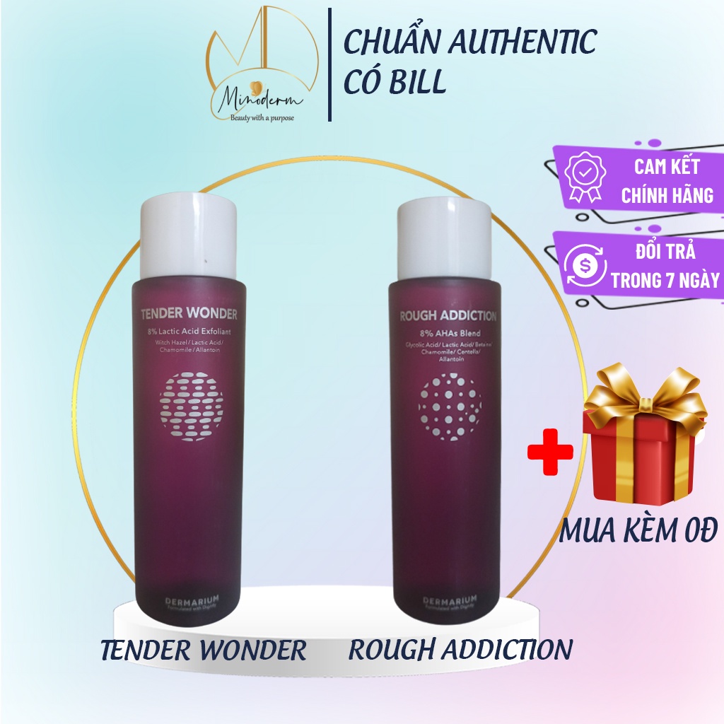 Toner AHA Dermarium Tender Wonder, Rough Addiction tẩy tế bào chết, giảm thâm, làm sáng da 150ml