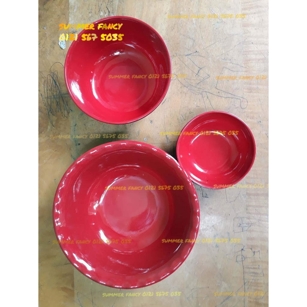 Tô nhựa viền bèo 15.2cm x 4.6cm melamine phíp đụng mì, hủ tiếu, cháo súp đỏ đen RẺ - Plastic Bowl NT