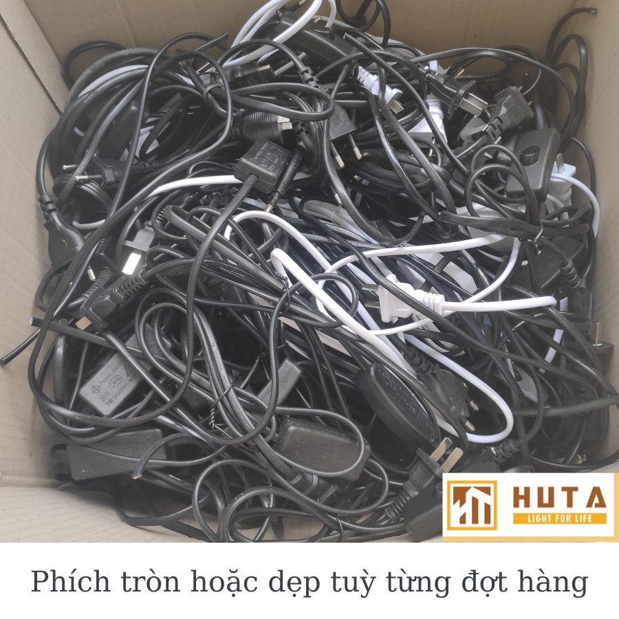 Dây Điện Nguồn HUTA Có Công Tắc, Chuôi Phích Cắm Liền Sẵn Trên Dây, Dài 1.2m, 1.8m – 0.5m2, Màu Đen, Trắng