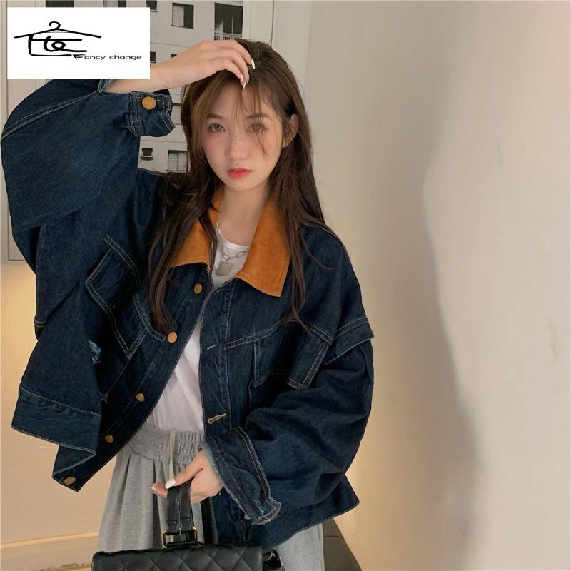 Áo Khoác Denim Dáng Ngắn Phong Cách Retro Đường Phố Thời Trang Thu Xuân Dành Cho Nữ 2022