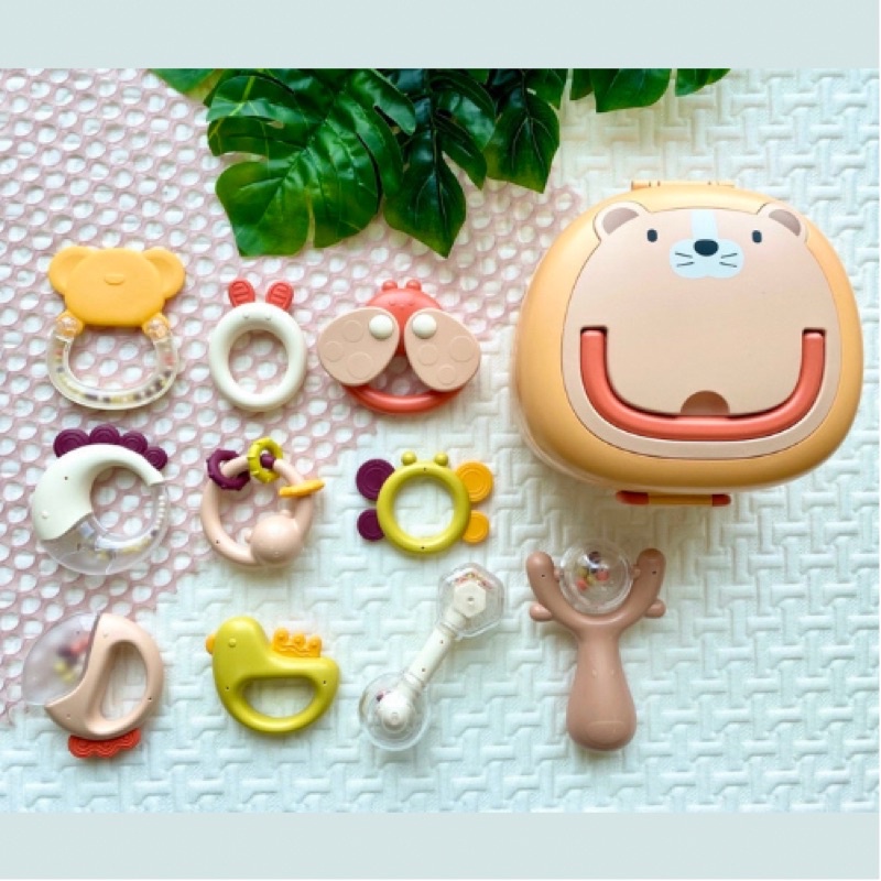 Bộ xúc xắc gặm nướu Duhoon 10 chi tiết kèm hộp đựng [ babyboo]