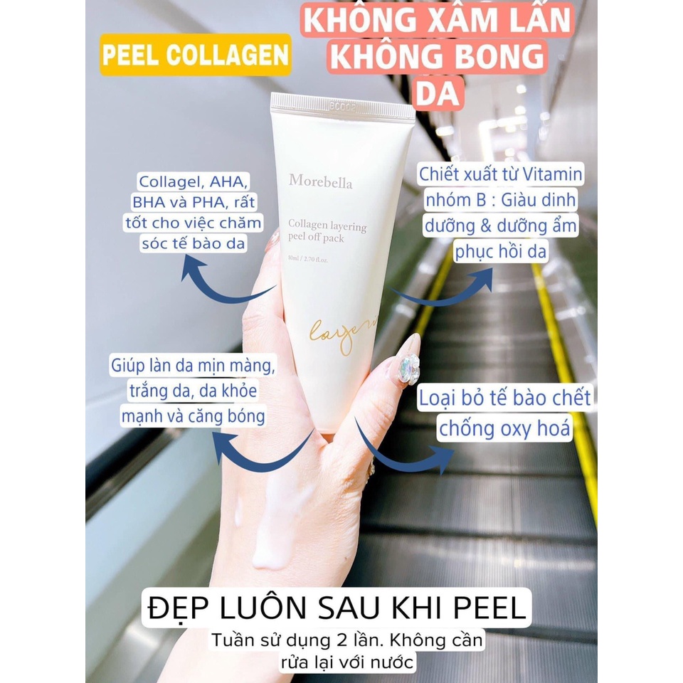 Peel da collagen cao cấp Morebella, dưỡng trắng sáng da, nám sạm sần sùi
