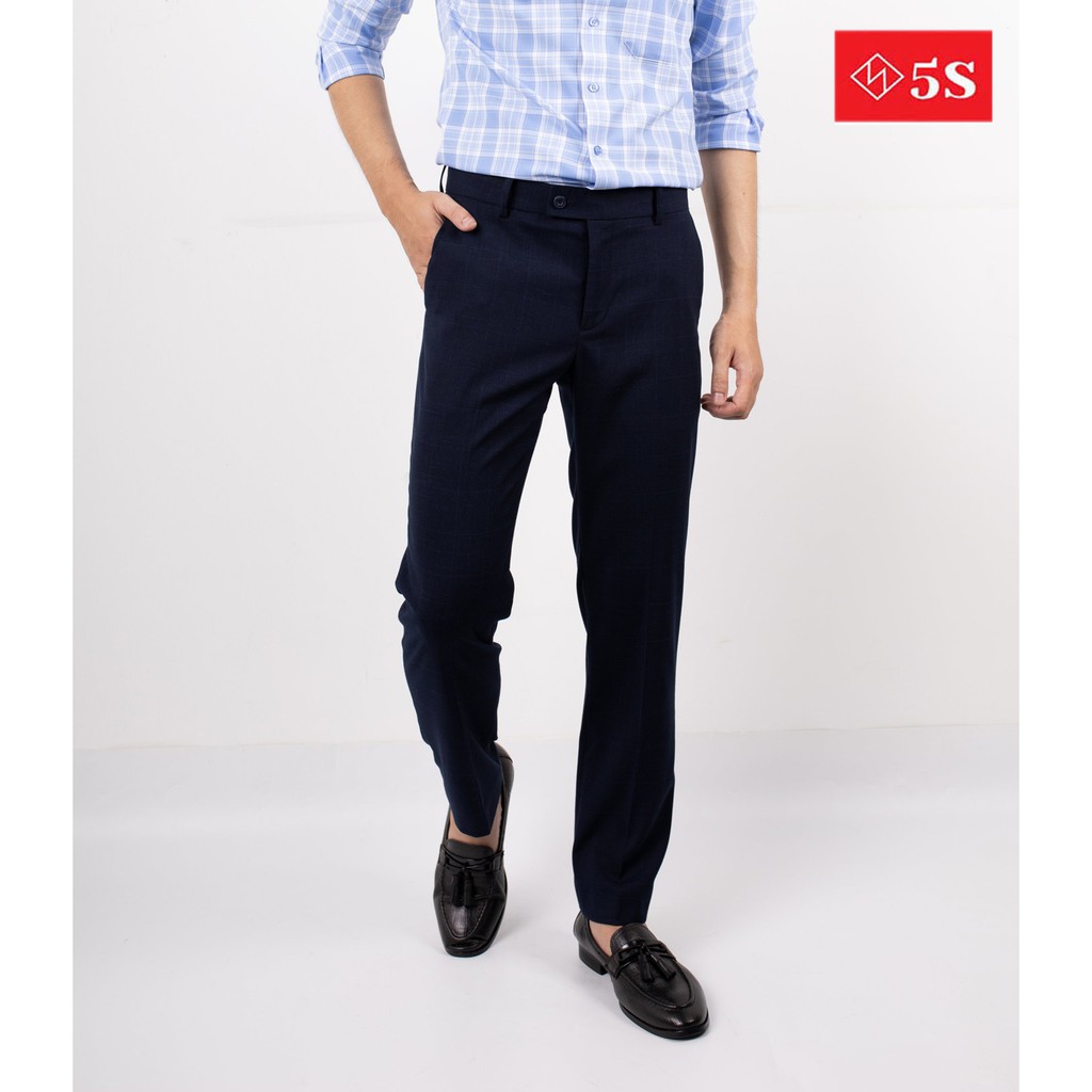 Quần Âu Nam 5S Họa Tiết Kẻ Caro Chìm Màu Xanh Xám,  Dáng Ôm Vừa, Ít Nhăn, Thoáng Mát, Co Giãn Nhẹ(QAU0406S1XAX) | BigBuy360 - bigbuy360.vn