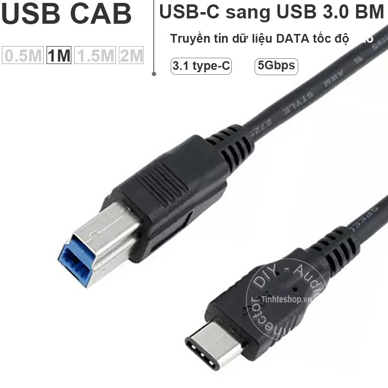 Dây USB C sang USB 3.0 BM HDD box 3.5 HDD docking MIDI USB 1 mét - USB-CM to USB 3.0 BM