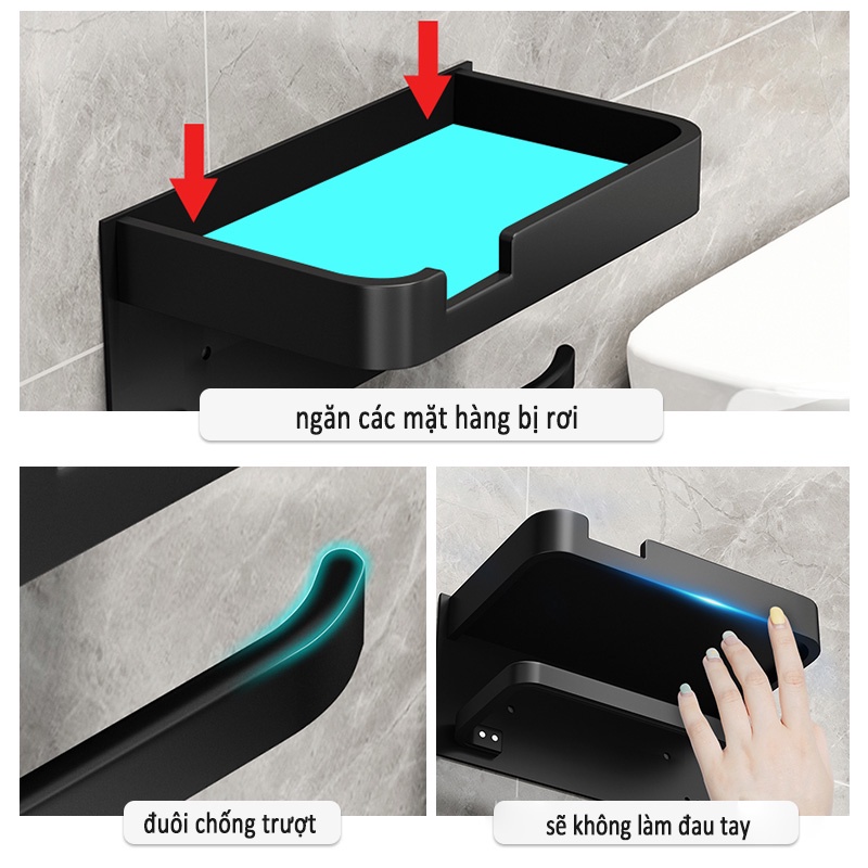 GuanChuang Giá Đỡ Bằng Kim Loại Gắn Tường Không Khoan Cho Nhà Tắm
