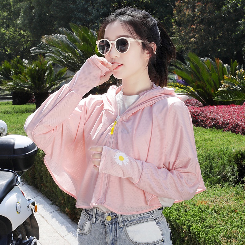 Áo Khoác Chống Nắng Dài Tay Chống Tia UV Màu Trơn Họa Tiết Hoa Cúc Thời Trang Mùa Hè 2022 Dành Cho Nữ
