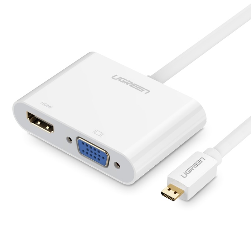 CÁP CHUYỂN ĐỔI MICRO HDMI TO HDMI + VGA UGREEN 30355 (Đen)