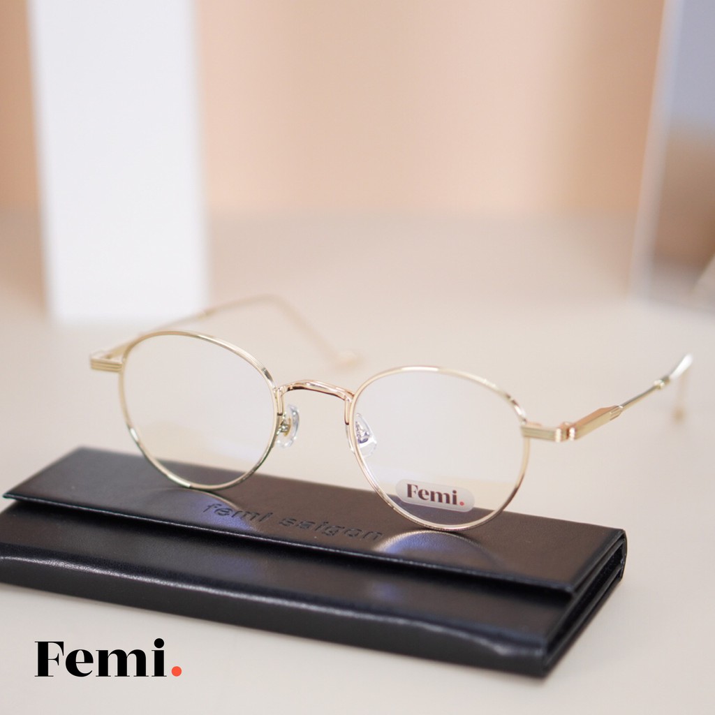 Gọng kính tròn kim loại Femi Lucy chính hãng kính cận nam nữ cao cấp | BigBuy360 - bigbuy360.vn