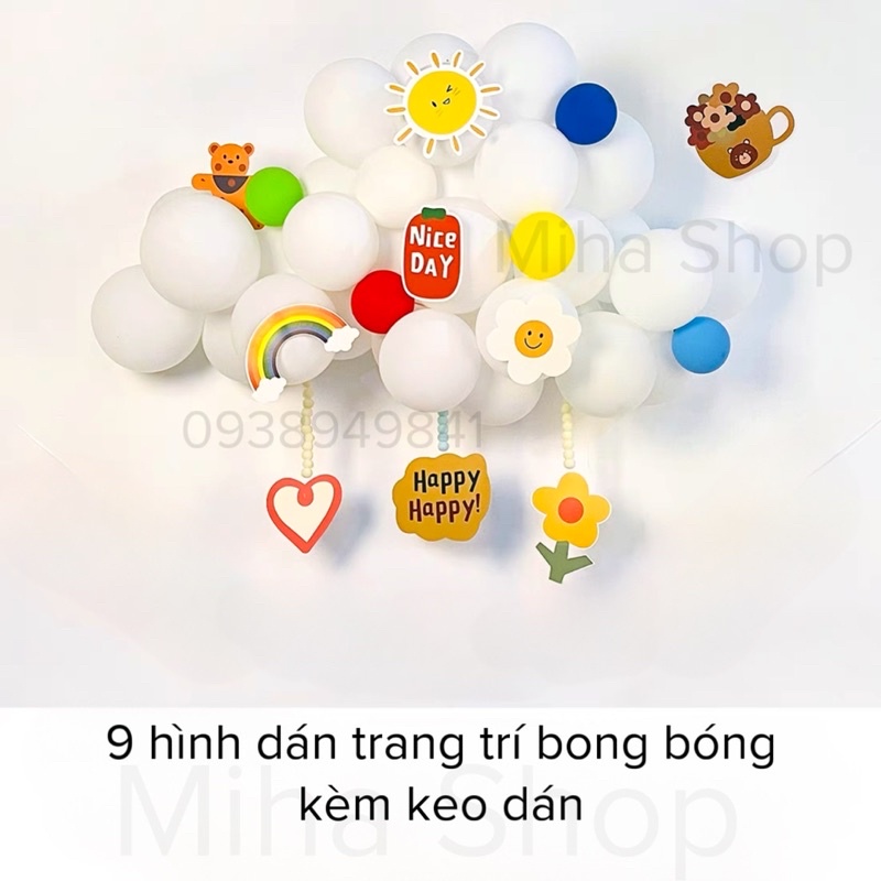 Hình Dán Trang Trí Set Bong Bóng, Sticker Dán Bóng (9 hình/set)