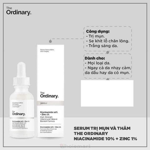 Serum giảm thâm sáng da TO Niacinamide 10% + Zinc 1%