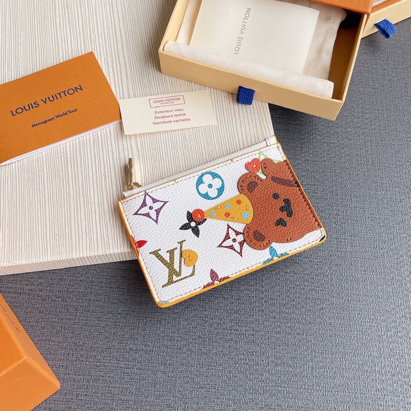 Ví mini cho nữ Louis Vuitton LV da thật cao cấp có 2 mẫu Corgi Dog và Birthday Bear