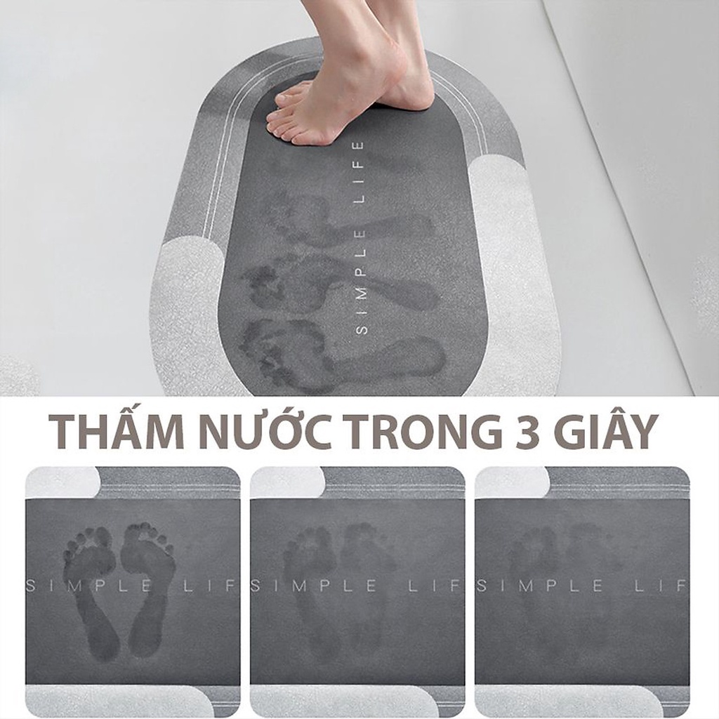 Thảm Lau Chân Nhà Tắm Siêu Thấm Hút, Thảm Chùi Chân Chống Trơn Trượt Cao Cấp ( nội địa trung )