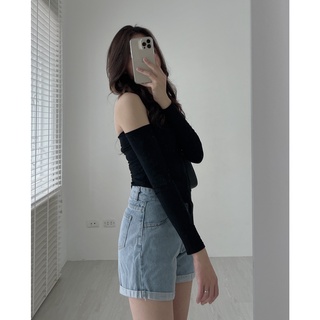 Q5530 Quần short jeans gập gấu basic Audrey