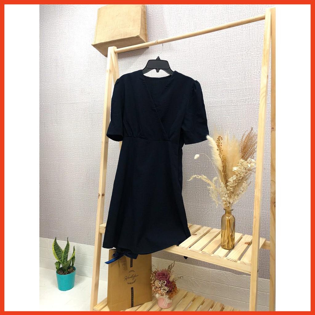 Đầm công sở tay lửng xanh đen