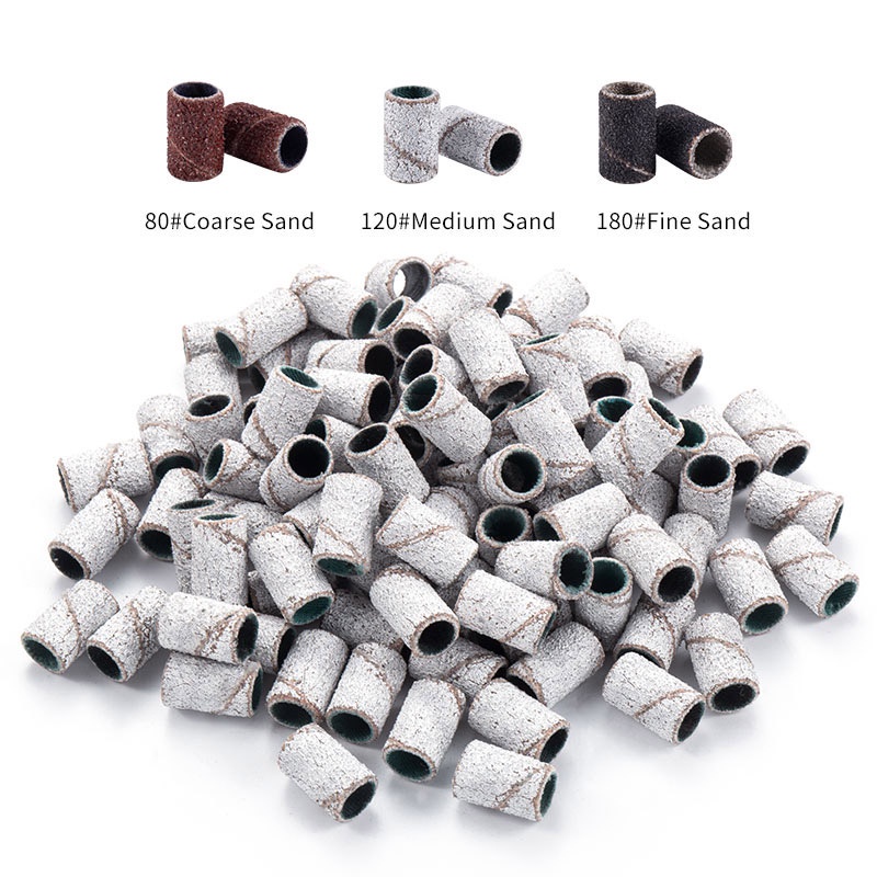 Lusluking 100 Cái / Gói 80# 120# 180# Phụ Kiện Đầu Mài Đánh Bóng Móng Tay Chuyên Dụng