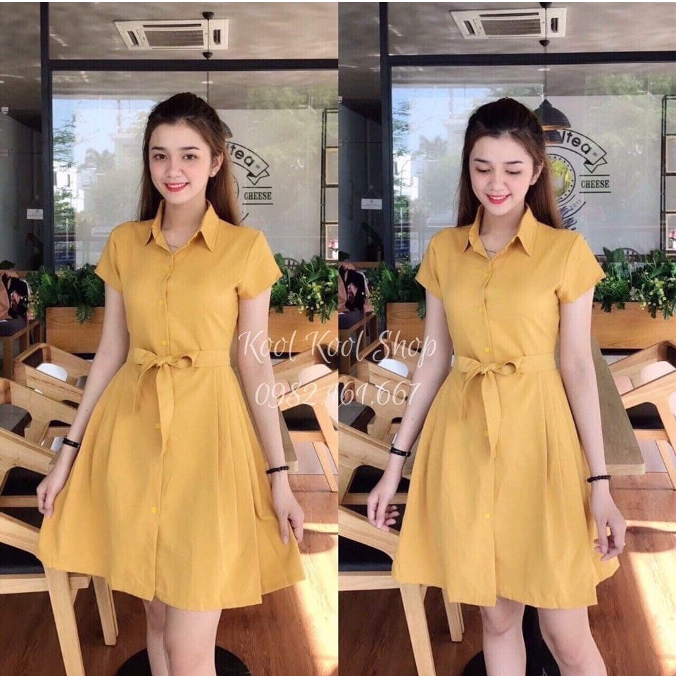 Đầm xòe voan thắt nơ dự tiệc