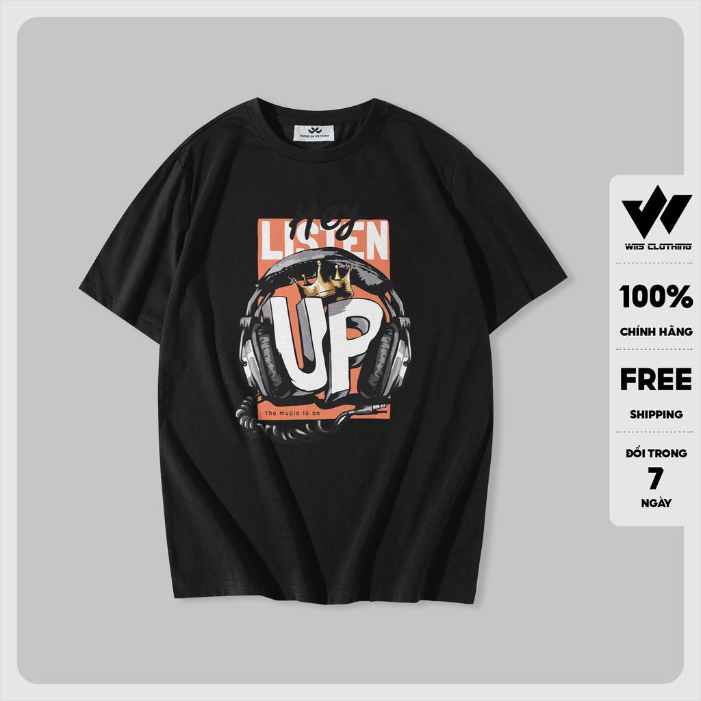 Áo thun tay lỡ WIIS unisex phông form rộng Listen thời trang nam nữ ulzzang oversize