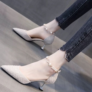 Giày cao gót mũi nhọn cao 5cm có khóa kéo thời trang cho nữ