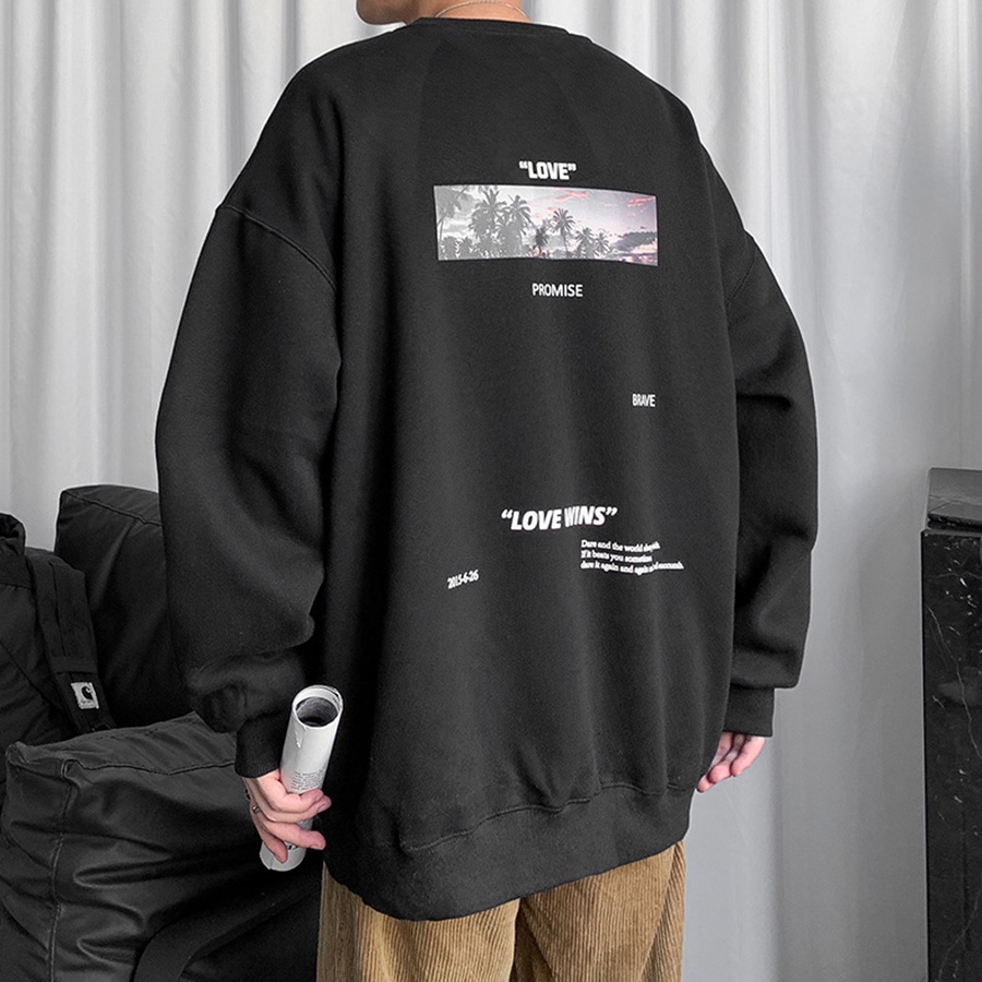 Áo dài tay Love Wind NỈ BÔNG Unisex Phong Boutique Basic Sweater Ulzzang cặp đôi nam nữ form rộng oversize Hàn Quốc | BigBuy360 - bigbuy360.vn