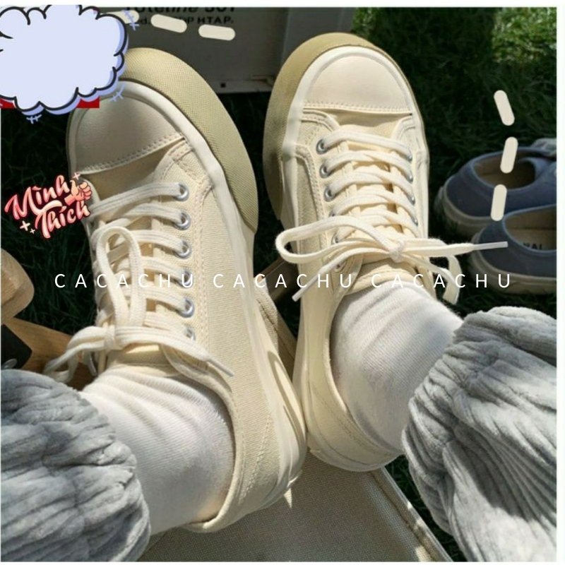 Giày thể thao nữ sneaker đế bánh mì độn đế 4cm vải canvas bata mới hot phong cách retro ulzzang đẹp cá tính CACACHU G014