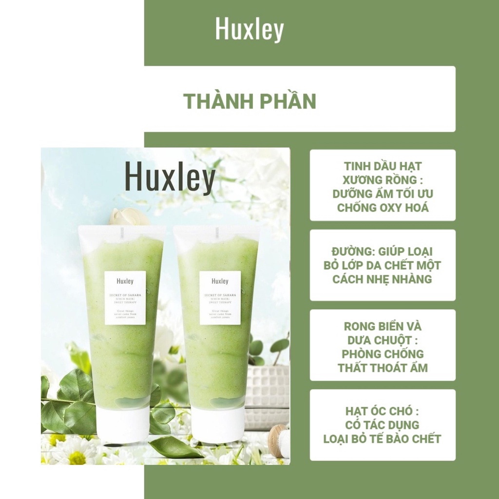 Huxley - Tẩy Tế Bào Chết Mặt Xương Rồng - Mặt Nạ Tẩy Da Chết Secret Of Sahara Scrub Mask Hàn Quốc 120gr