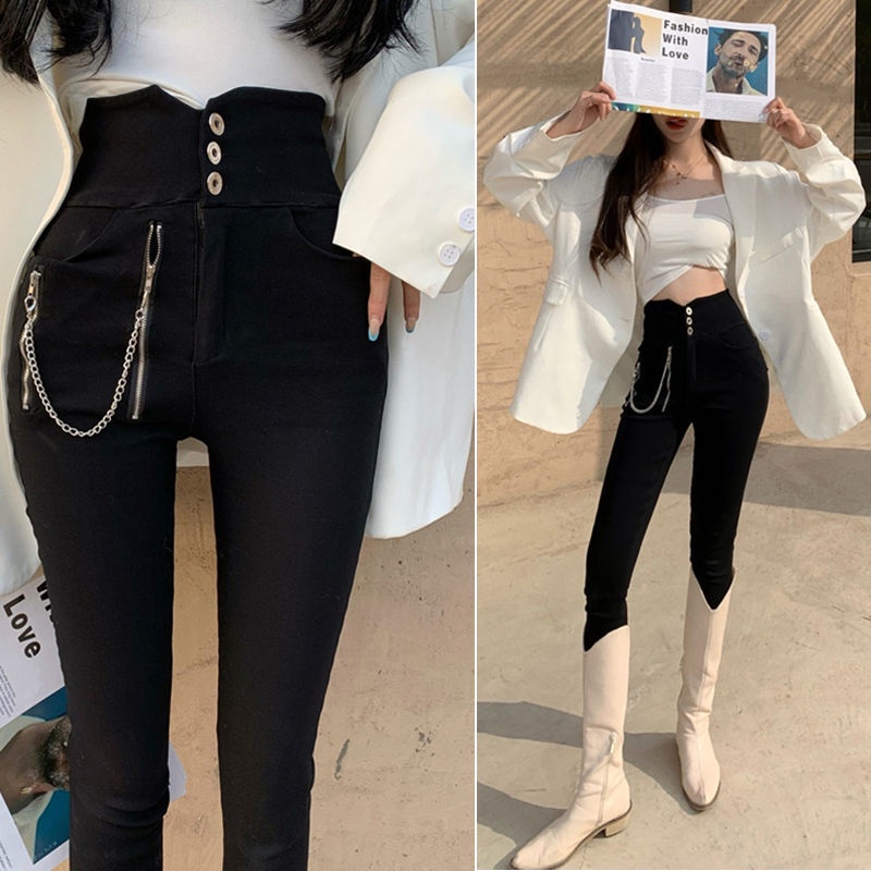 .Quần legging nhung đen lưng cao thời trang thu đông cho nữ 2021