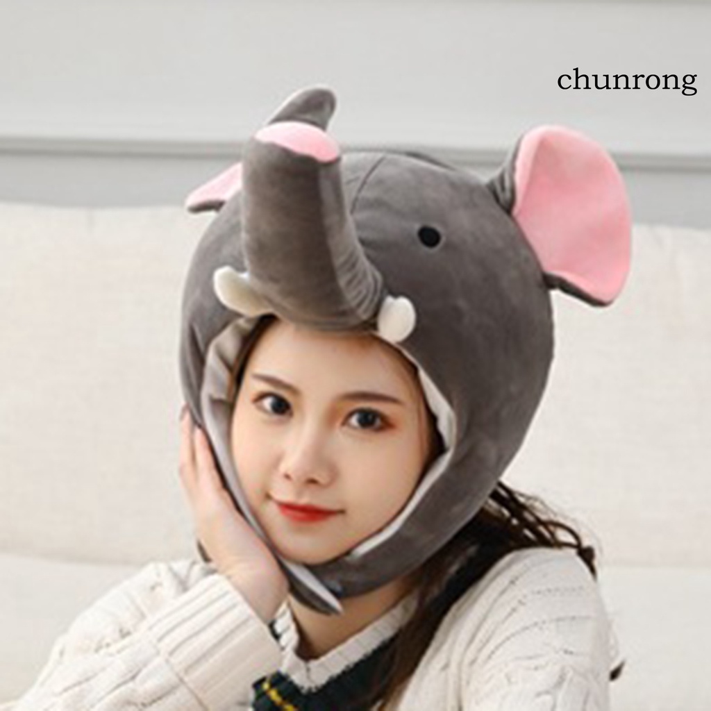Cr Mũ Trùm Đầu Hóa Trang Hình Chú Voi Hoạt Hình Chất Liệu Lông Nhung Mềm Mại Thời Trang Mùa Đông