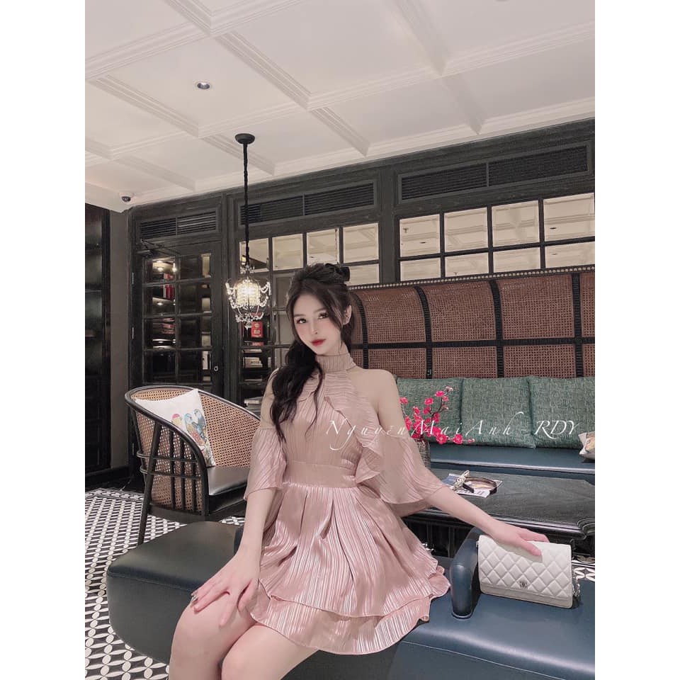 [ MÃ DATAS20K3DT GIẢM 20% ĐƠN 500K ] Jumpsuit tơ dáng xòe khoét vai