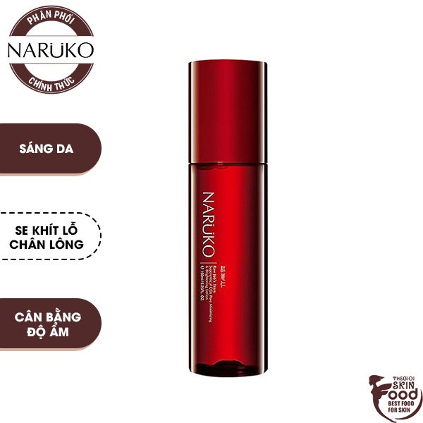 Nước Hoa Hồng Làm Sáng Da, Se Lỗ Chân Lông Chiết Xuất Ý Dĩ Nhân Đỏ Naruko RJT Pore Minimizing &amp; Brightening Lotion 150ml