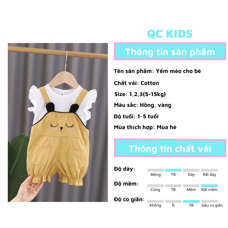 yếm cho bé gái kèm áo chất liệu cotton 5-15kg