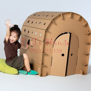 Đồ chơi nhà bìa carton mô hình nhà mái vòm view trăng sao cho bé