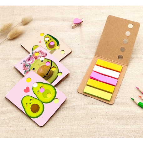 Sổ note 5 màu avocado N5I1 Thức ăn quả bơ trà sữa trứng lười yakult hoa cúc GD bò sữa gudetama shiba roro jump