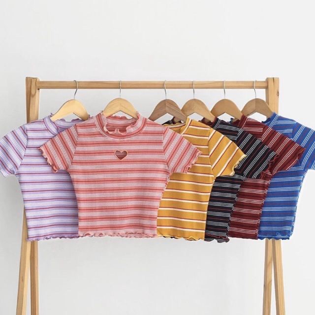 [Mã FAMAYWA giảm 10K đơn 50K] Áo kiểu croptop sọc đủ màu - vải tốt đẹp đủ màu - dễ phối đồ | BigBuy360 - bigbuy360.vn