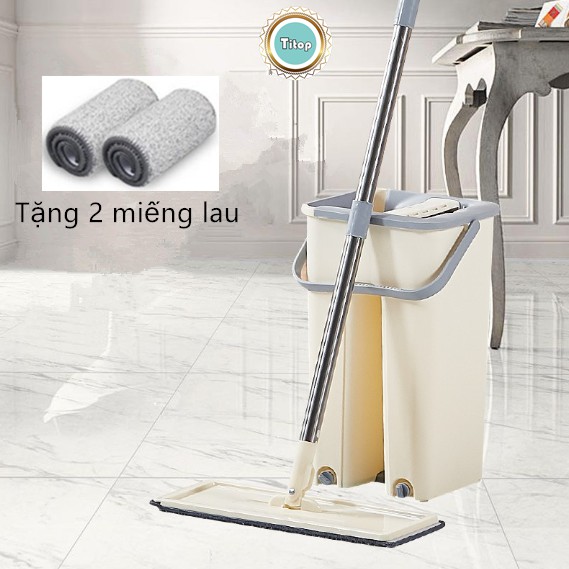 Chổi Lau Nhà Tự Vắt Kèm Thùng Giặt 2 Vách Ngăn Thông Minh Tiện Lợi