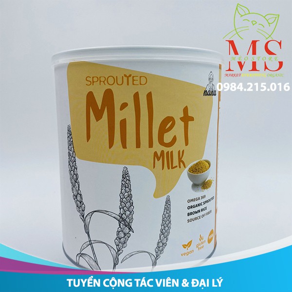 [Sản phẩm hữu cơ] Sữa thực vật hữu cơ vị gạo Millet hộp 700g - thuần Organic - Nhập khẩu độc quyền Malaysia