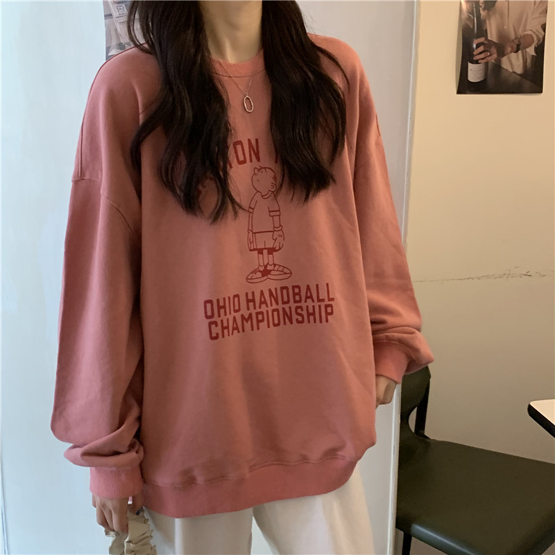 Áo Sweater Dài Tay Cổ Tròn In Họa Tiết Xinh Xắn Dành Cho Nữ