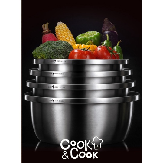 Thau inox 304 thau inox ko gỉ cao cấp đánh trứng trộn salad rửa rau củ nhà bột size 18 20 22 24 26 28 30 32 34cm