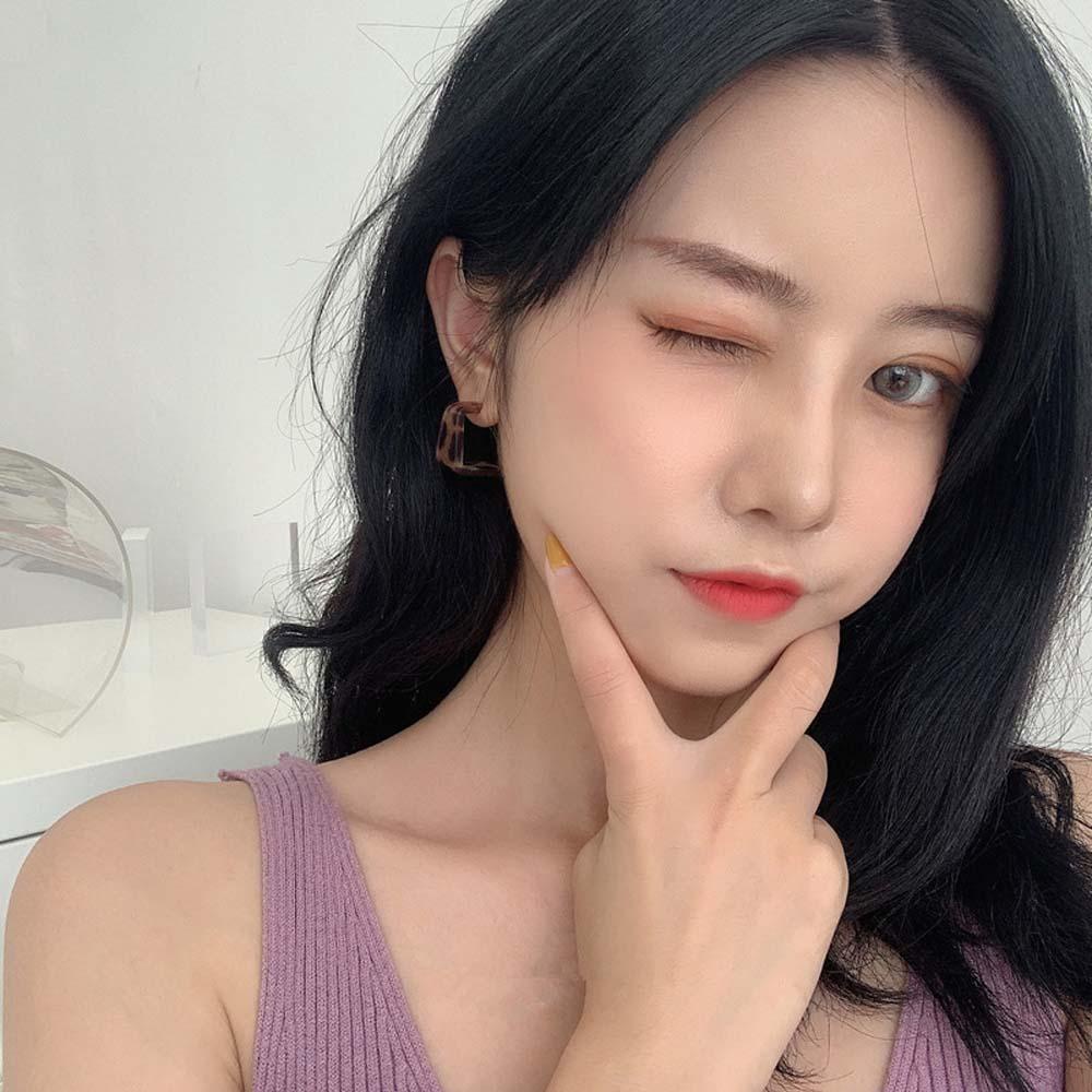 VANES1 Bông Tai Hình Vuông Họa Tiết Da Báo Phong Cách Thời Trang Hàn Quốc