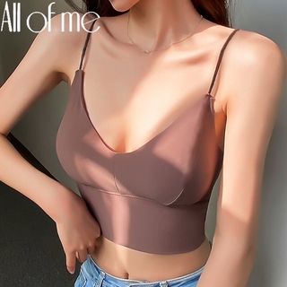 Áo lót 2 dây liền mạch có miếng đệm ngực mát xa thời trang đường phố màu trơn quyến rũ cho nữ