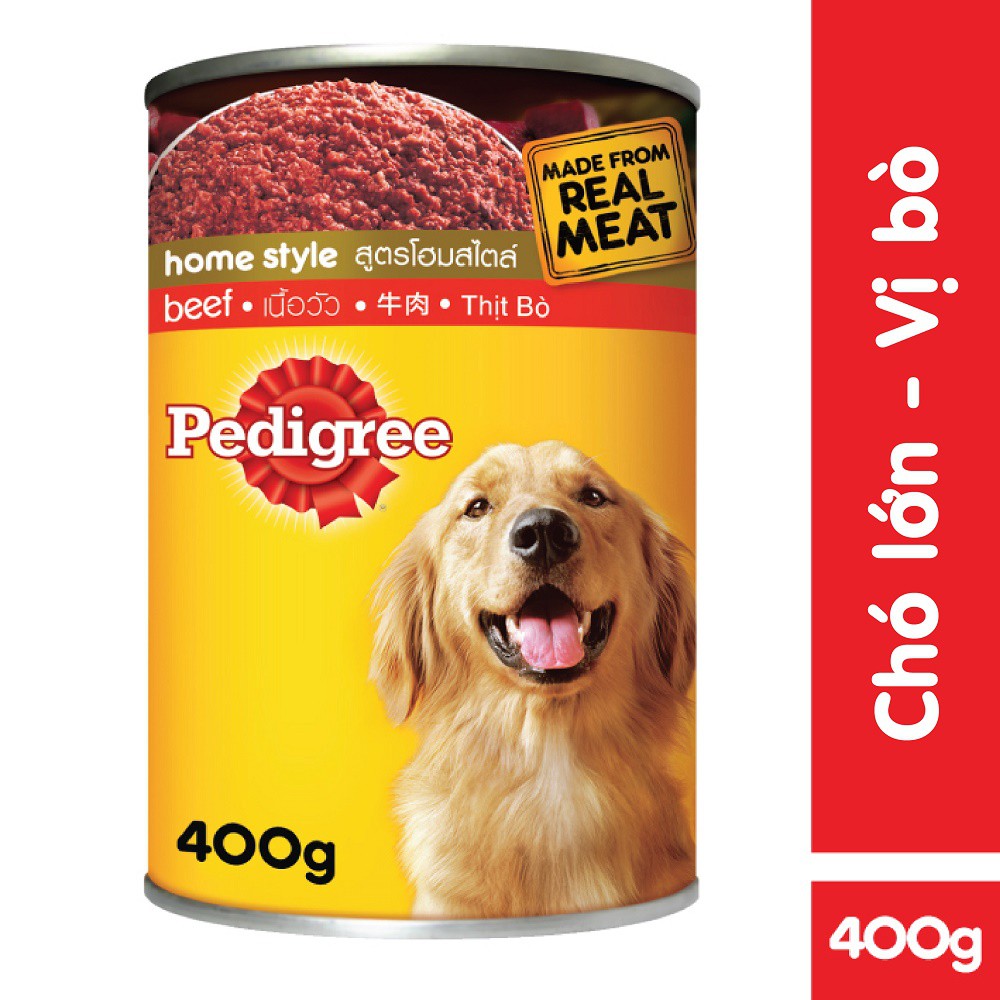 Thức ăn dạng pate dành cho chó lớn Pedigree vị bò lon 400g