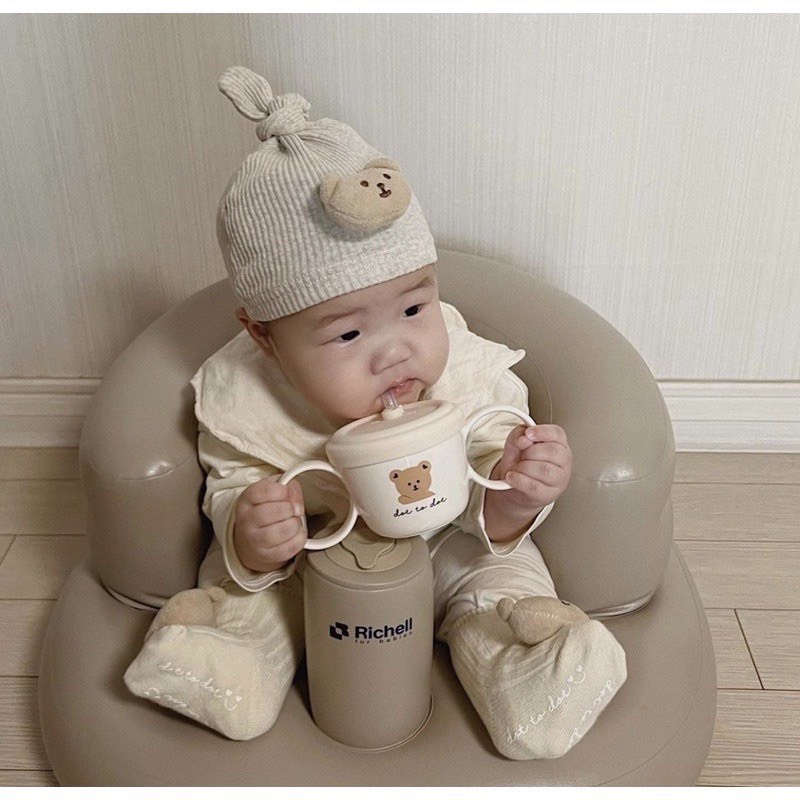 (ảnh thật) Cốc tập hút, kiêm cốc tập ăn dặm ăn snack cho bé từ 6m hình Gấu/ Thỏ/ Hổ