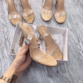 Sandal quai trong gót đá 9p fullbox
