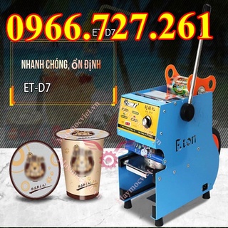 Máy ép ly dán dập đậy nắp miệng ly cốc thủ công Eton D7
