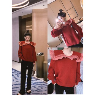 Áo len pha ren cổ bèo QC