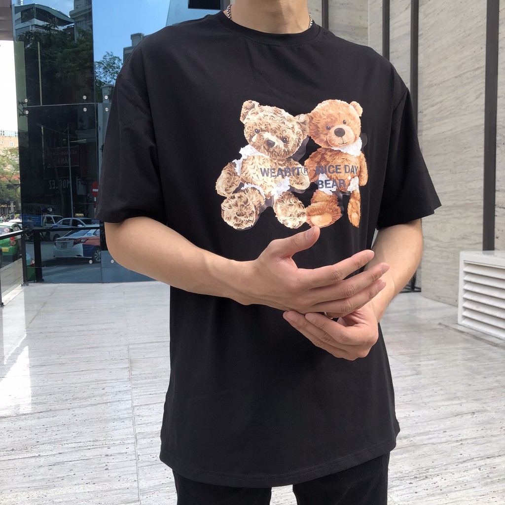 Áo thun tay lỡ WEARIT phông cotton cao cấp chất liệu cotton co dãn 4 chiều form rộng streetwear unisex gấu bé