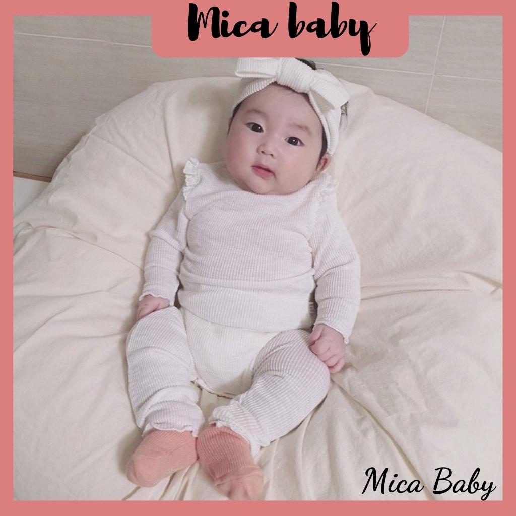 Bộ quần áo kèm turban nơ cao cấp chất cotton Bbamma cho bé gái Mica baby QA10