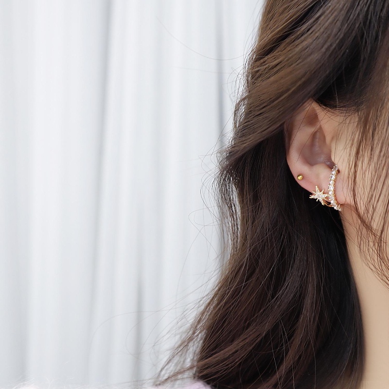 Bông Tai Mạ Bạc 925 Đính Ngọc Trai Giả Hai Lớp Xinh Xắn